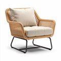 Fauteuil en rotin tressé avec coussin en tissu beige 80 x 80 x 75cm