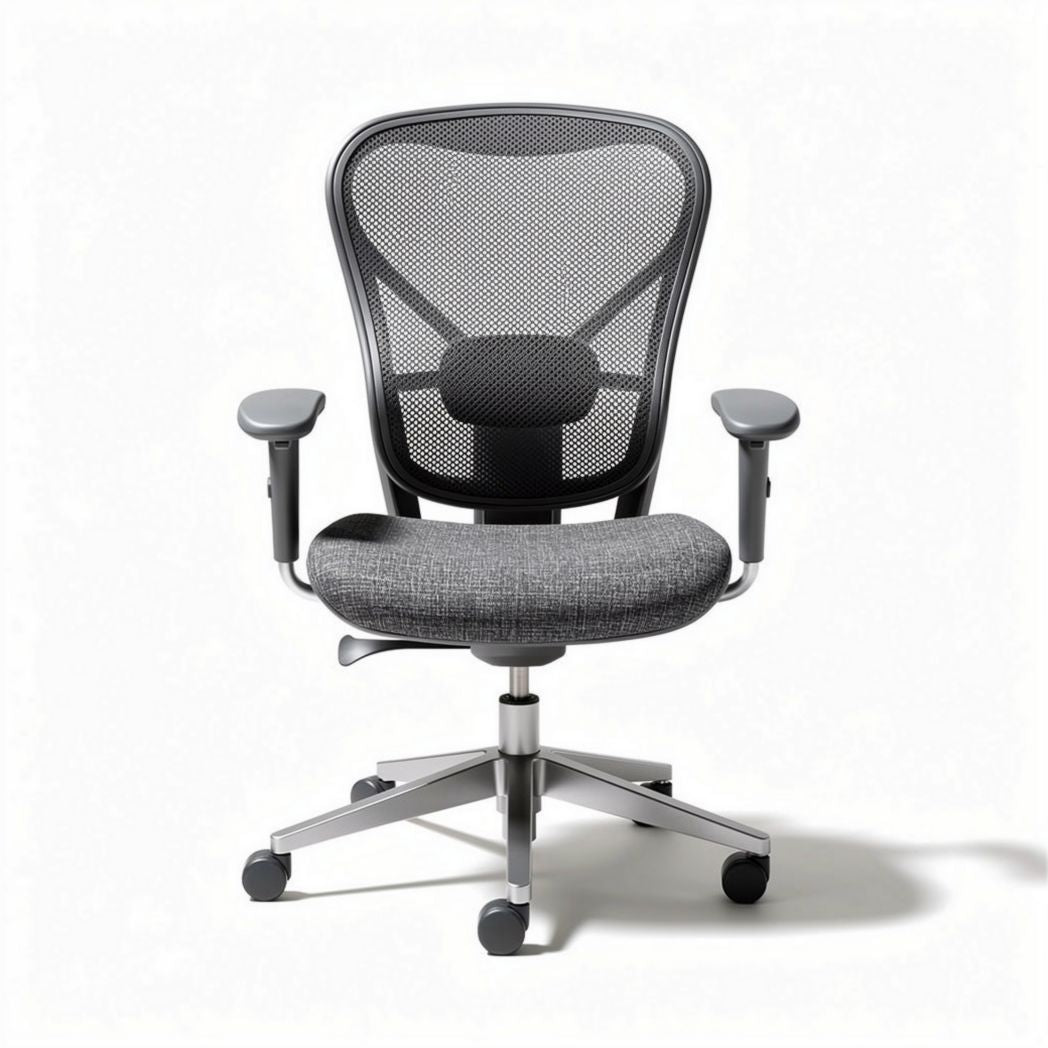 Chaise de bureau ergonomique en maille noire avec accoudoirs réglables
