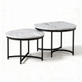 Tables basses en marbre et métal noir dimensions 60 x 40 x 45cm