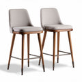 Tabouret de bar en tissu gris avec piètement en bois de 40 x 40 x 100cm