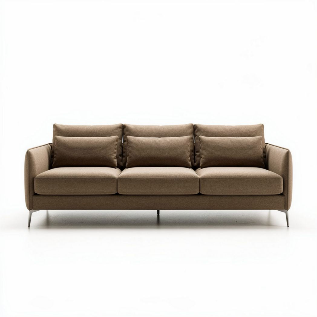 Canapé contemporain en tissu beige 200 x 90 x 80cm avec dossiers rembourrés