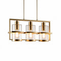 Suspension en métal doré avec trois lampes en verre transparent 60 x 30 x 25cm