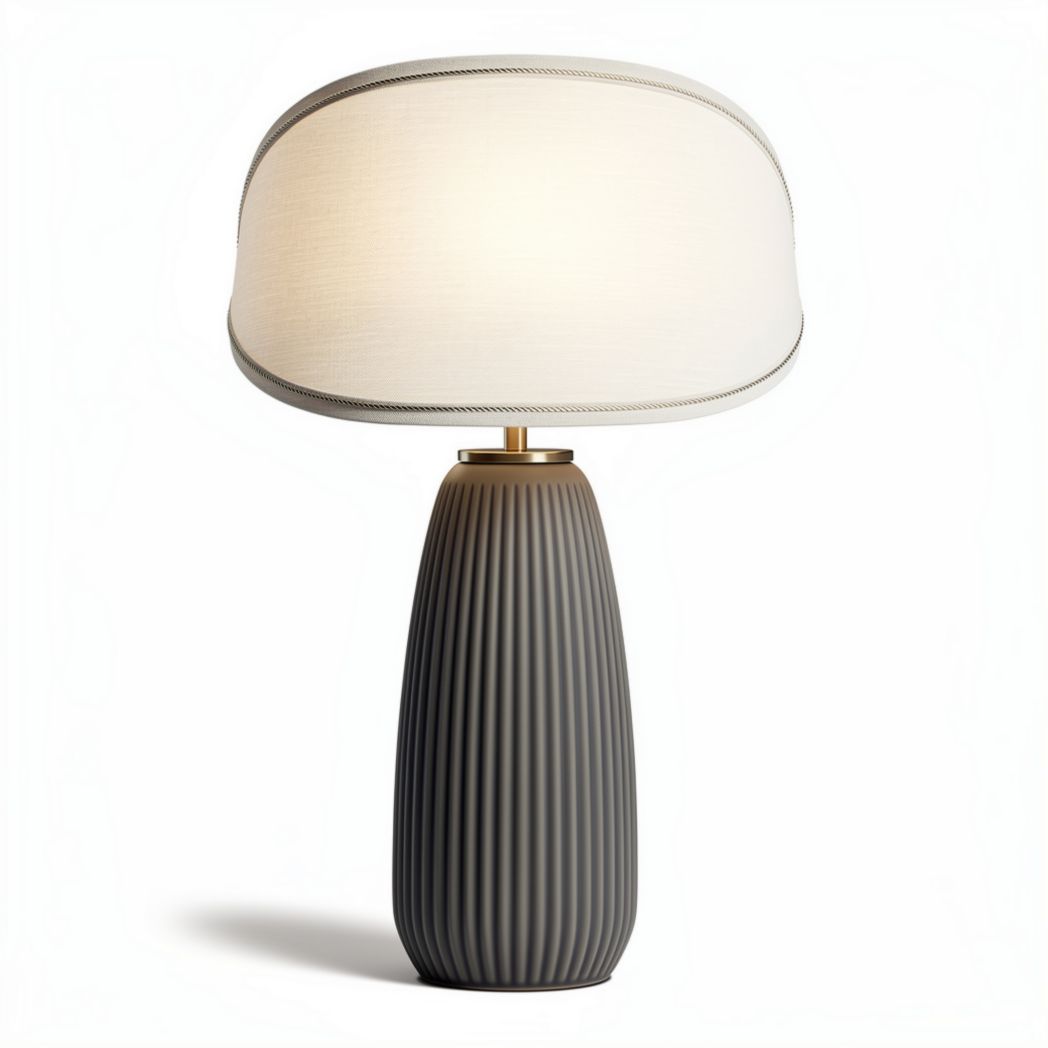 Lampe de table en céramique gris avec abat-jour en tissu 30 x 15 x 40cm