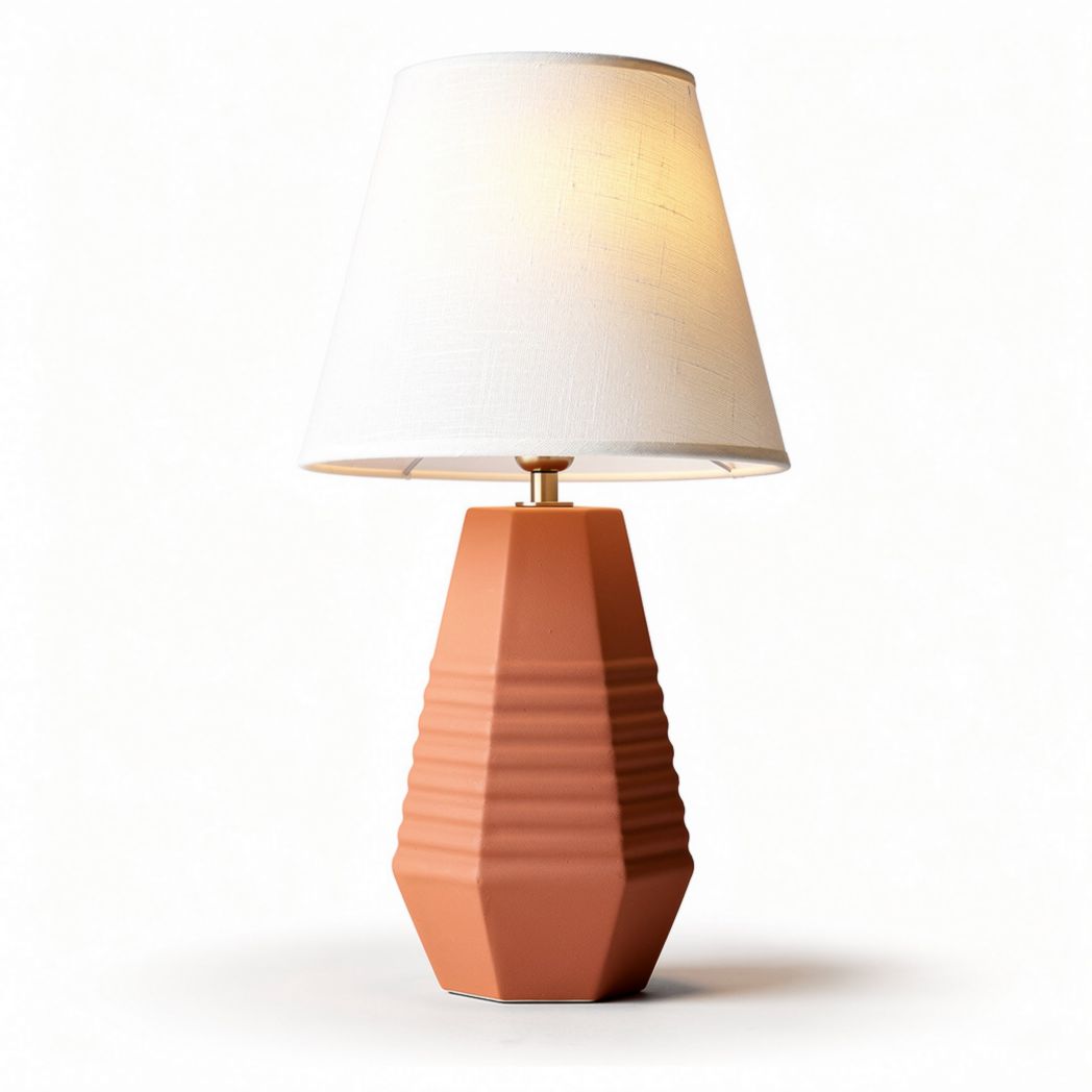 Lampe de table en céramique orange avec abat-jour en tissu 25 x 25 x 40cm