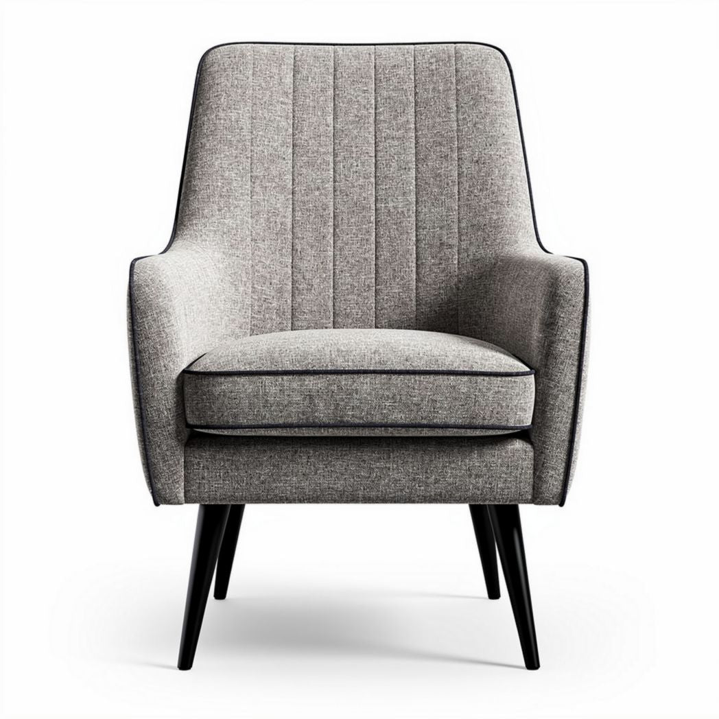 Fauteuil en tissu gris avec ses dimensions de 80 x 75 x 90 cm