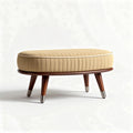 Pouf en tissu beige de 80 x 40 x 35 cm avec pieds en bois et métal
