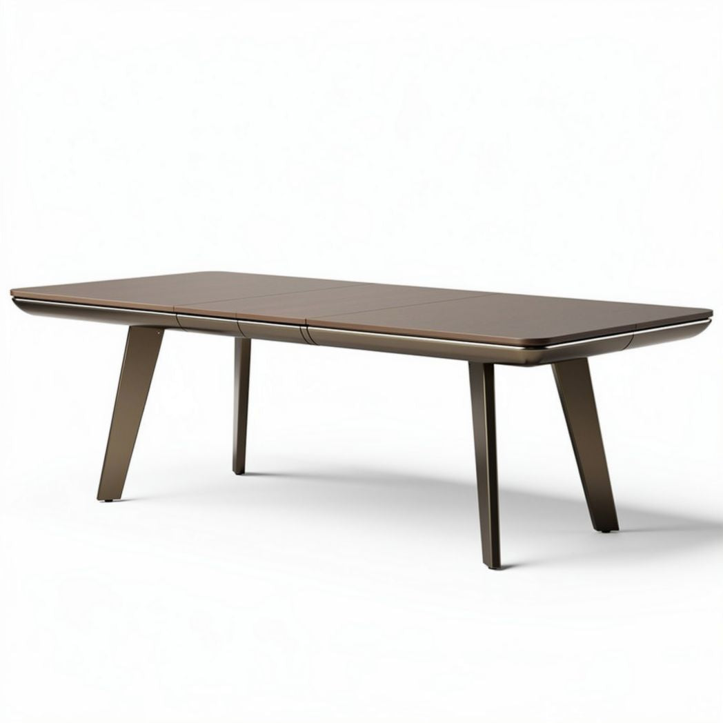 Table rectangulaire extensible en aluminium marron 150 x 80 x 75cm pour salle à manger
