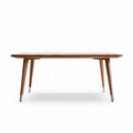 Table en bois de chêne 140 x 70 x 75cm avec pieds en métal argenté