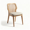Chaise en bois clair avec coussin en tissu beige dimensions 45 x 45 x 85 cm
