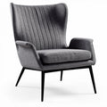 Fauteuil en tissu gris avec structure en métal noir dimensions 80 x 75 x 90cm